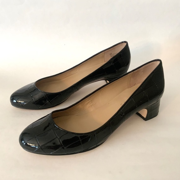 Talbots Black Crocodile Patent Leather Pump Block heel Women’s Dress Shoes 8 - Picture 6 of 12